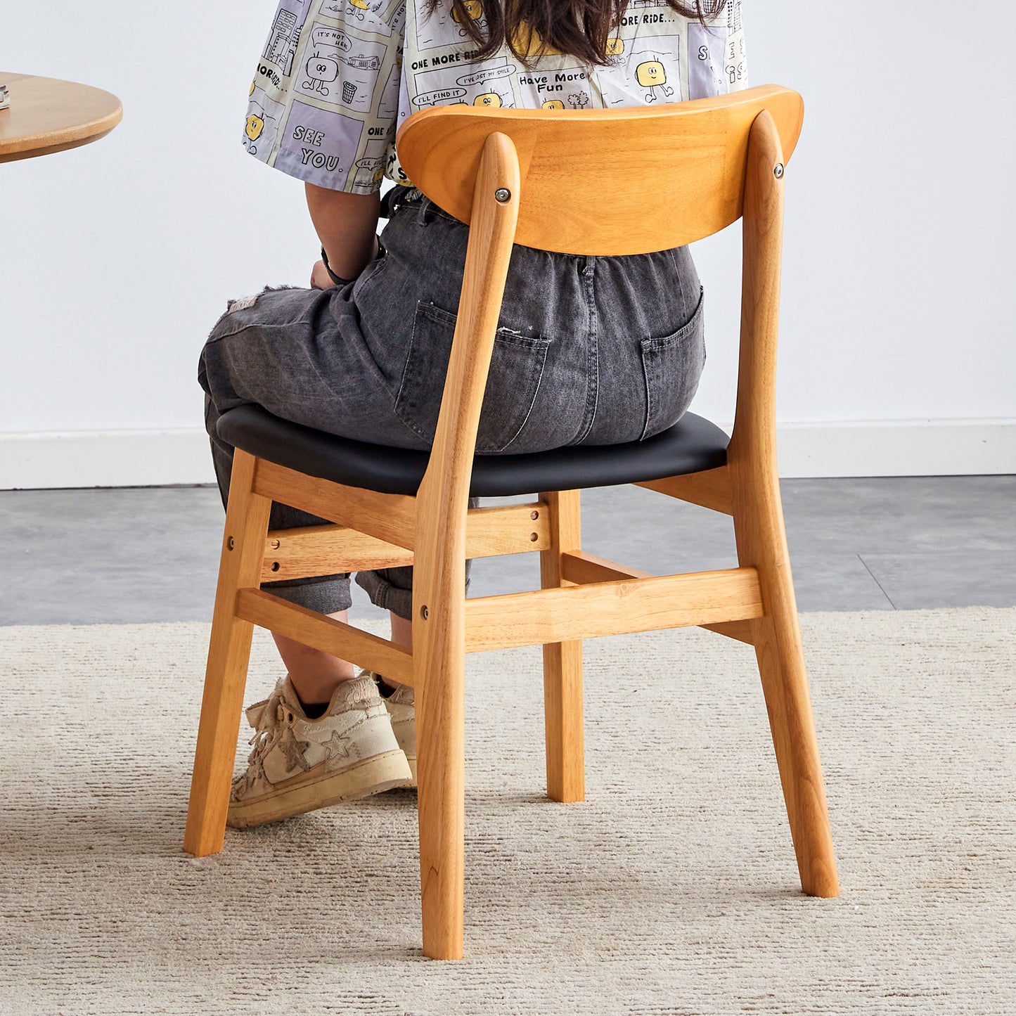 Chic Wooden Dining Chair with Comfy Cushions