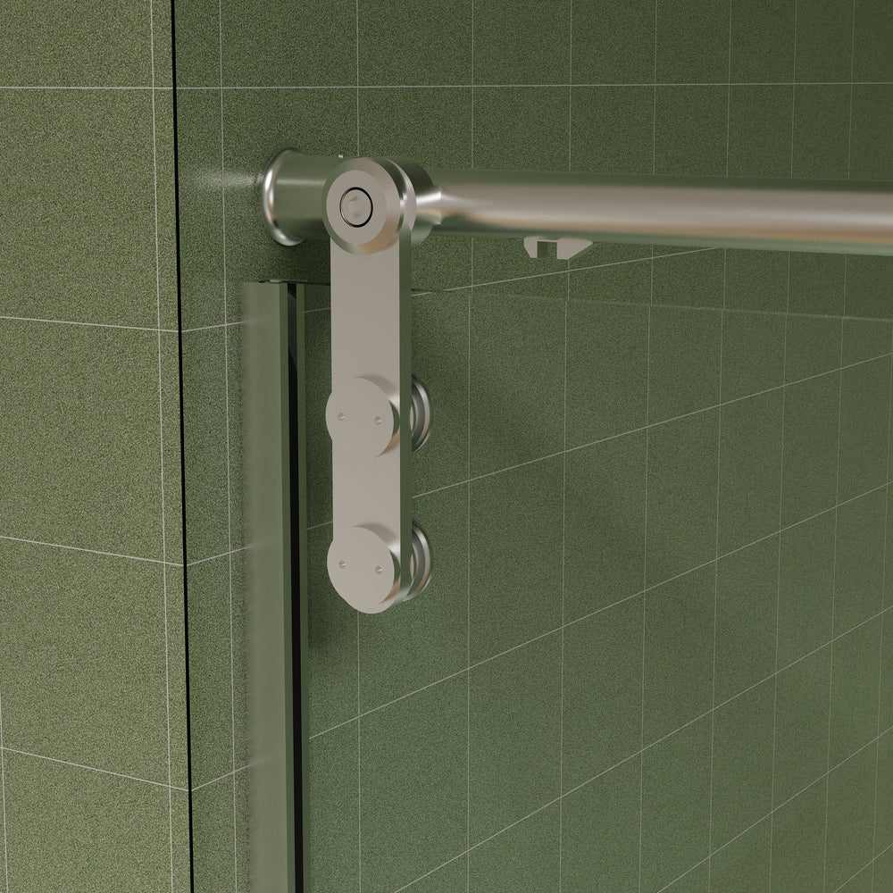 Sleek Brushed Nickel Sliding Shower Door with Easy-Clean Glass