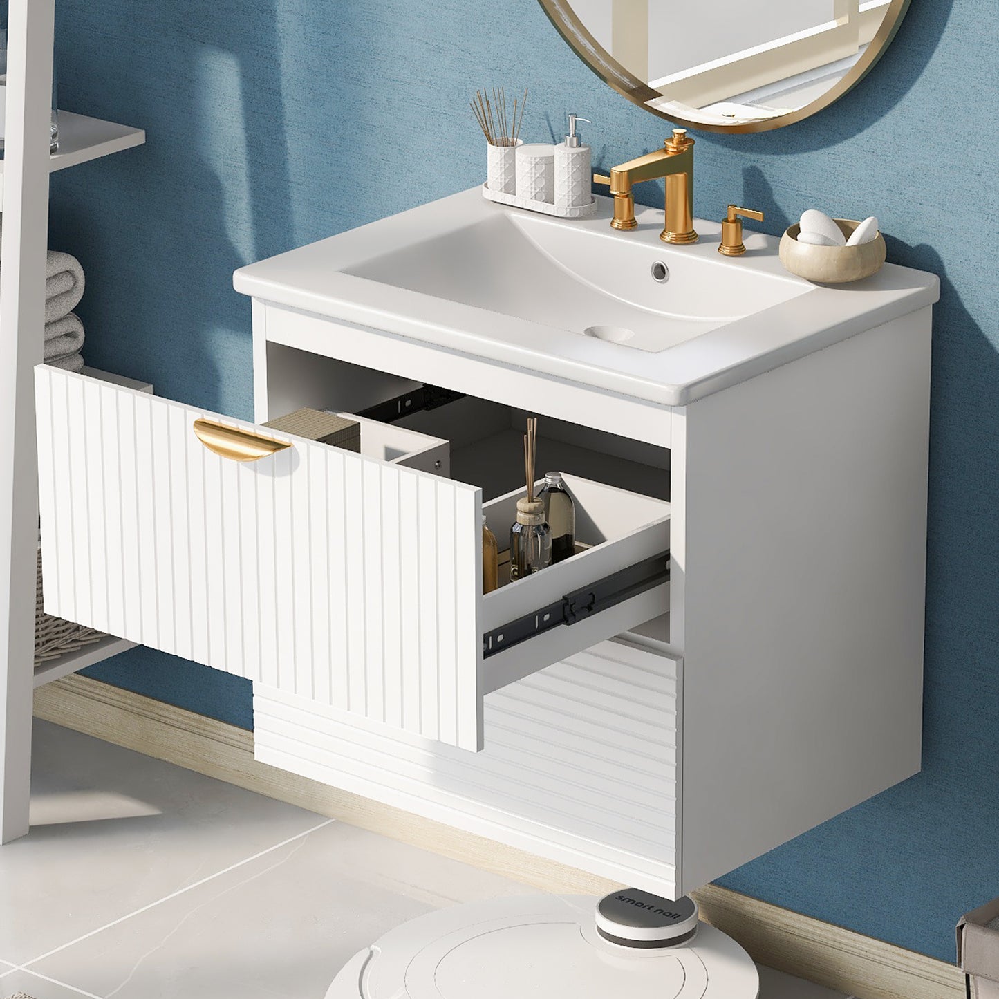 Sleek White Wall-Mounted Vanity for Small Spaces