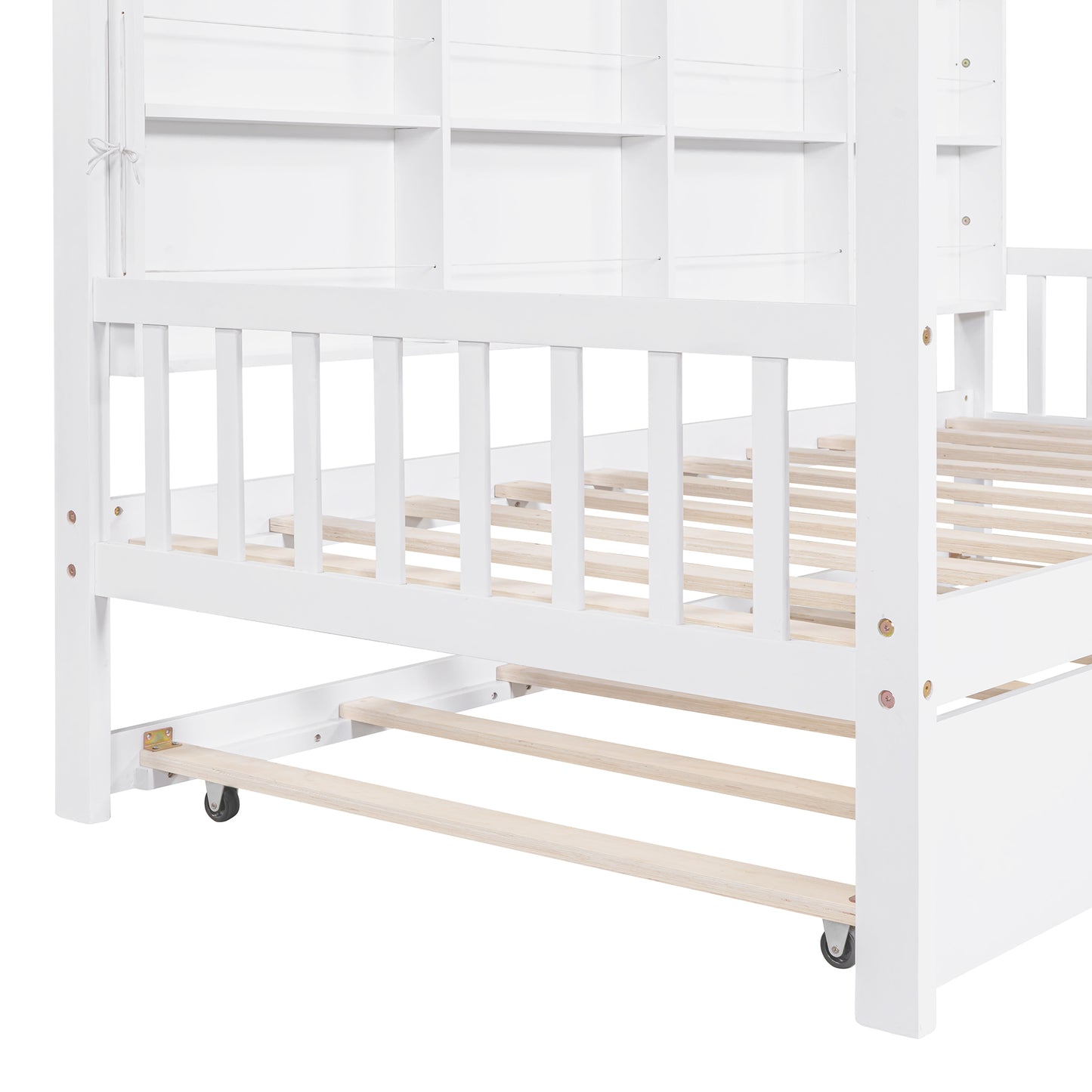 Cozy Wood House Bed with Trundle for Kids