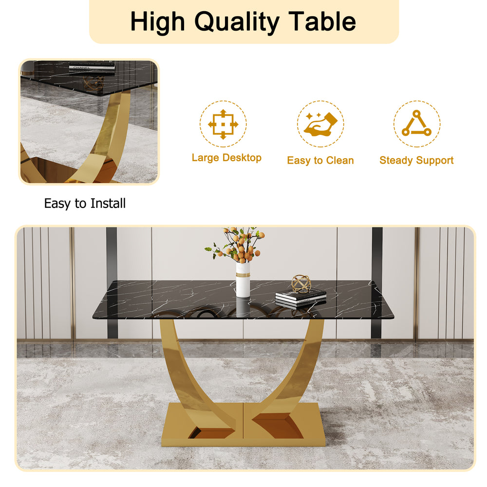 Chic Glass & Gold Dining Table