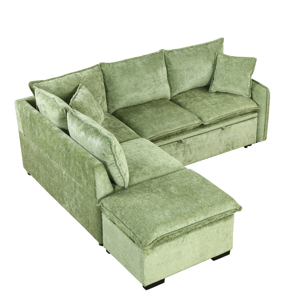 Cozy Green Convertible Sofa Bed with Storage & USB Charging