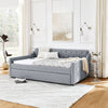 Linen Grey Daybed with Trundle and USB Charging
