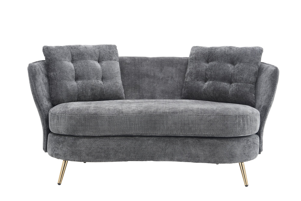 Chic Grey Loveseat with Gold Legs