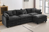 Chic L-Shape Chenille Sofa with Ottoman & Pillows