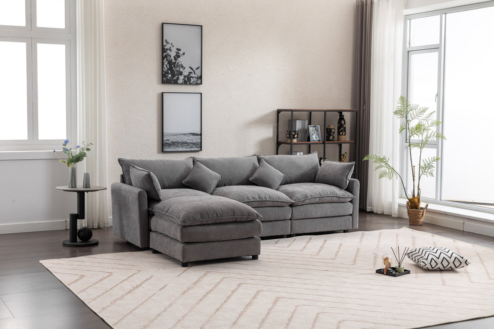 Chic Modular L-Shaped Sofa with Ottoman