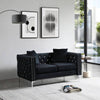 Luxurious Black Velvet Jewel Button Sofa with Pillows
