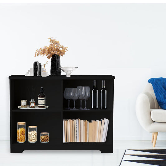 Chic Black Double Bookcase Set