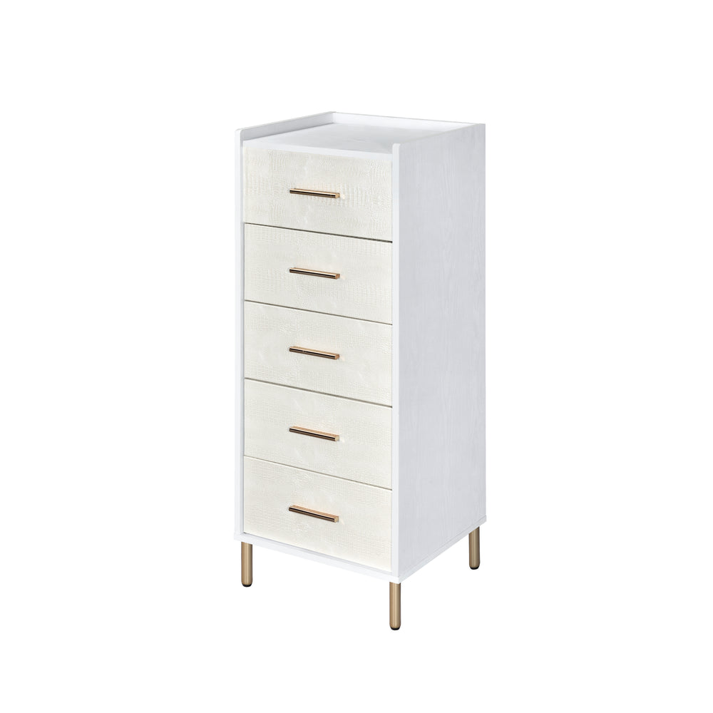 Chic Myles Jewelry Armoire in White and Gold