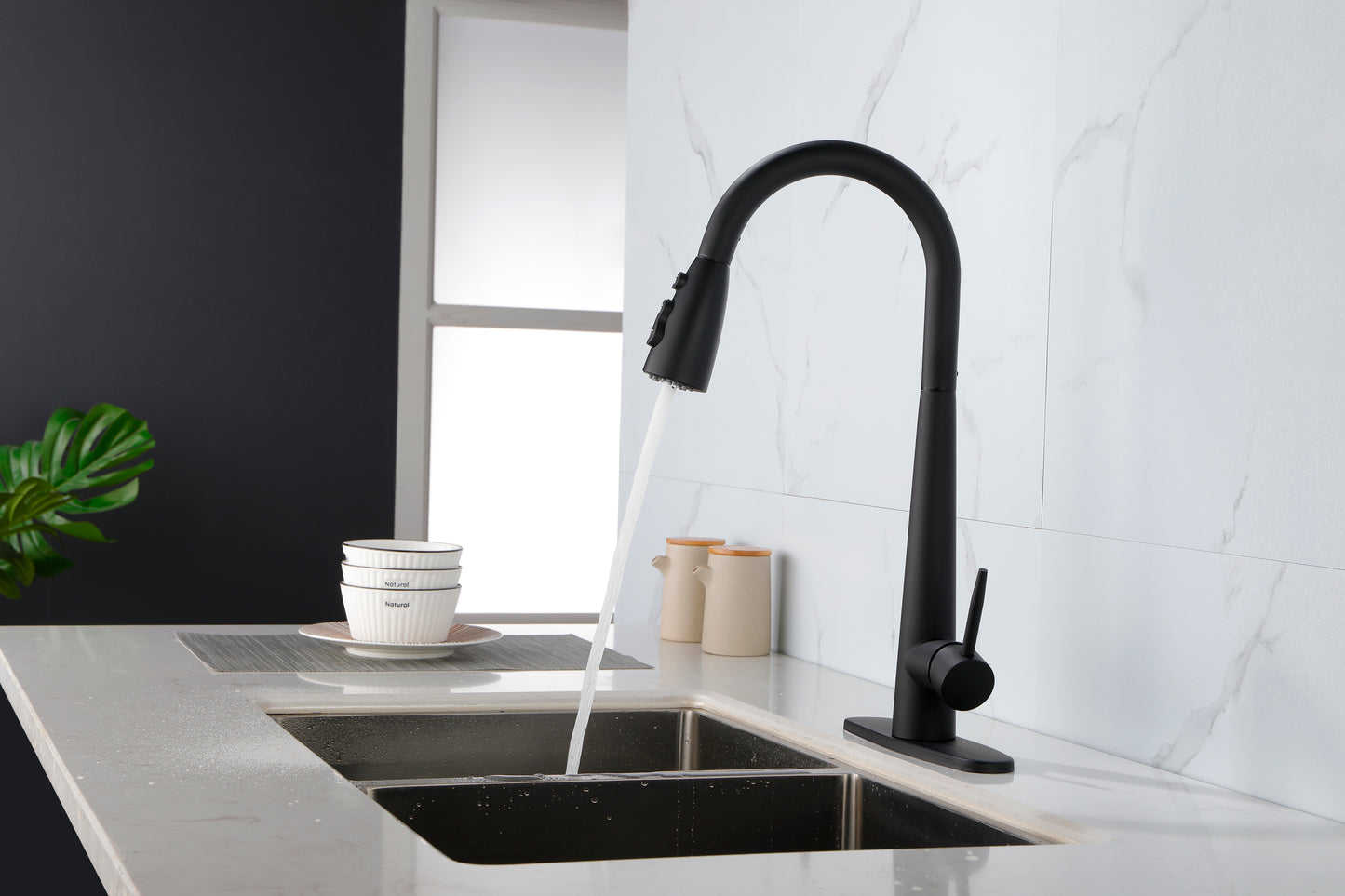 Matte Black Pull Down Kitchen Faucet