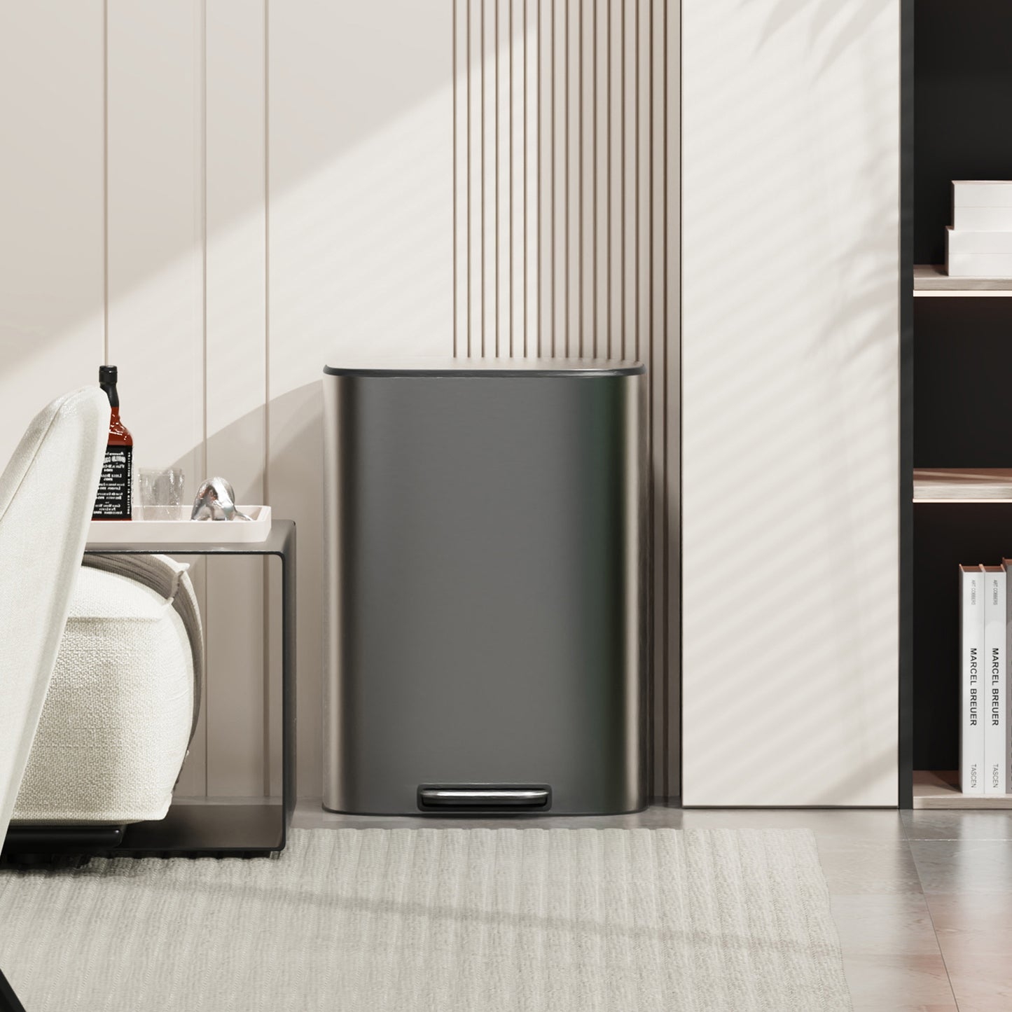 Sleek Soft-Close Kitchen Trash Can with Foot Pedal