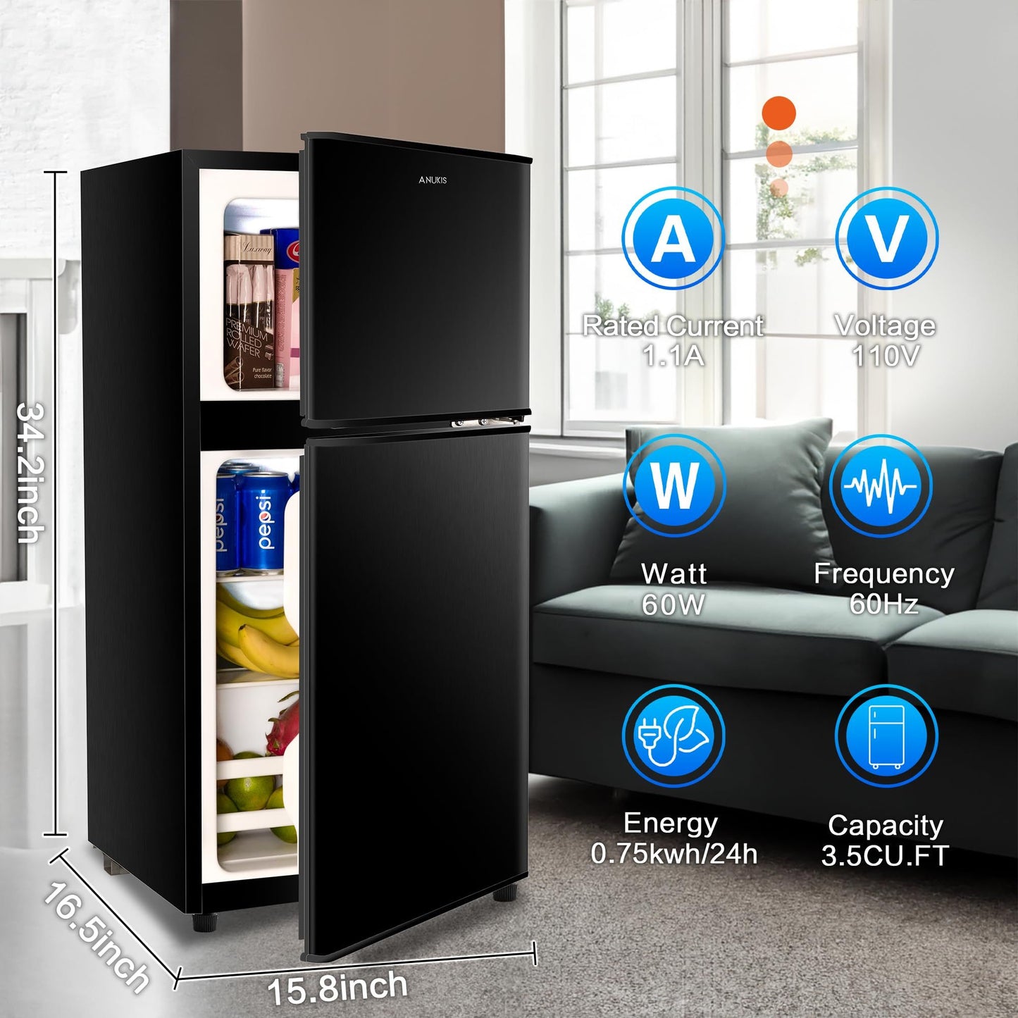 ChillMate Mini Fridge with Freezer - Perfect for Kitchen, Dorms, and Offices!