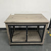 Chic Mobile Dog Crate Table with Double Doors and Lift Top in Grey