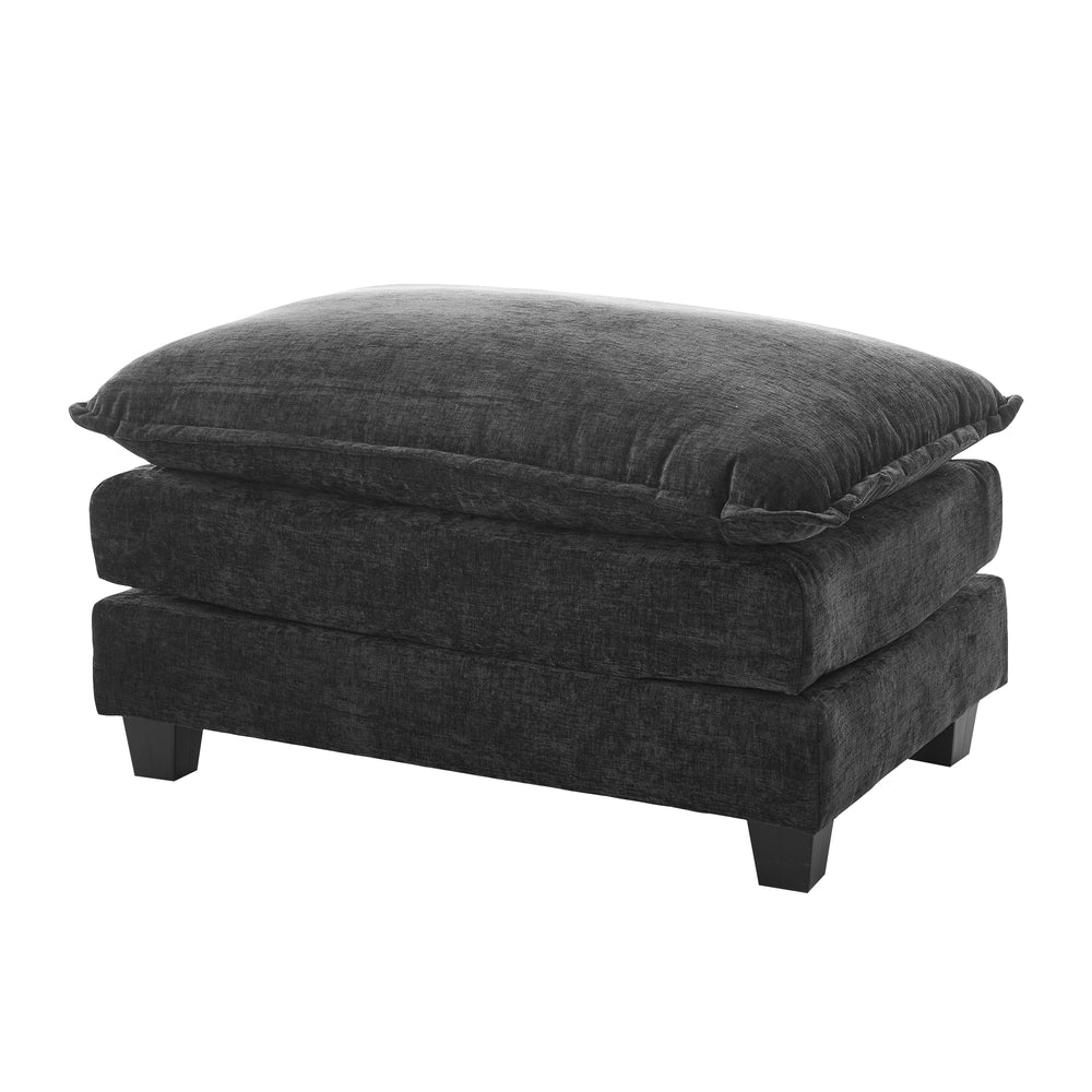 Chic L-Shape Chenille Sofa with Ottoman & Pillows