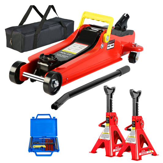 Heavy-Duty Low Profile Floor Jack & Tire Repair Kit