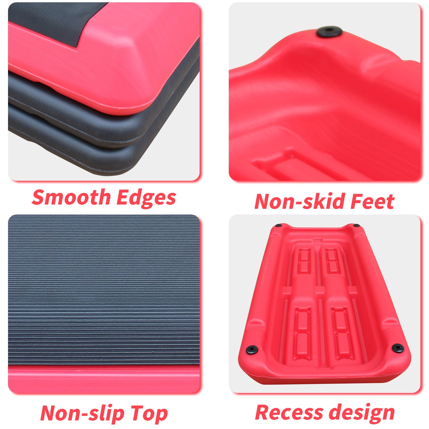 Versatile Aerobic Stepper - Fitness & Exercise Platform in Red and Black