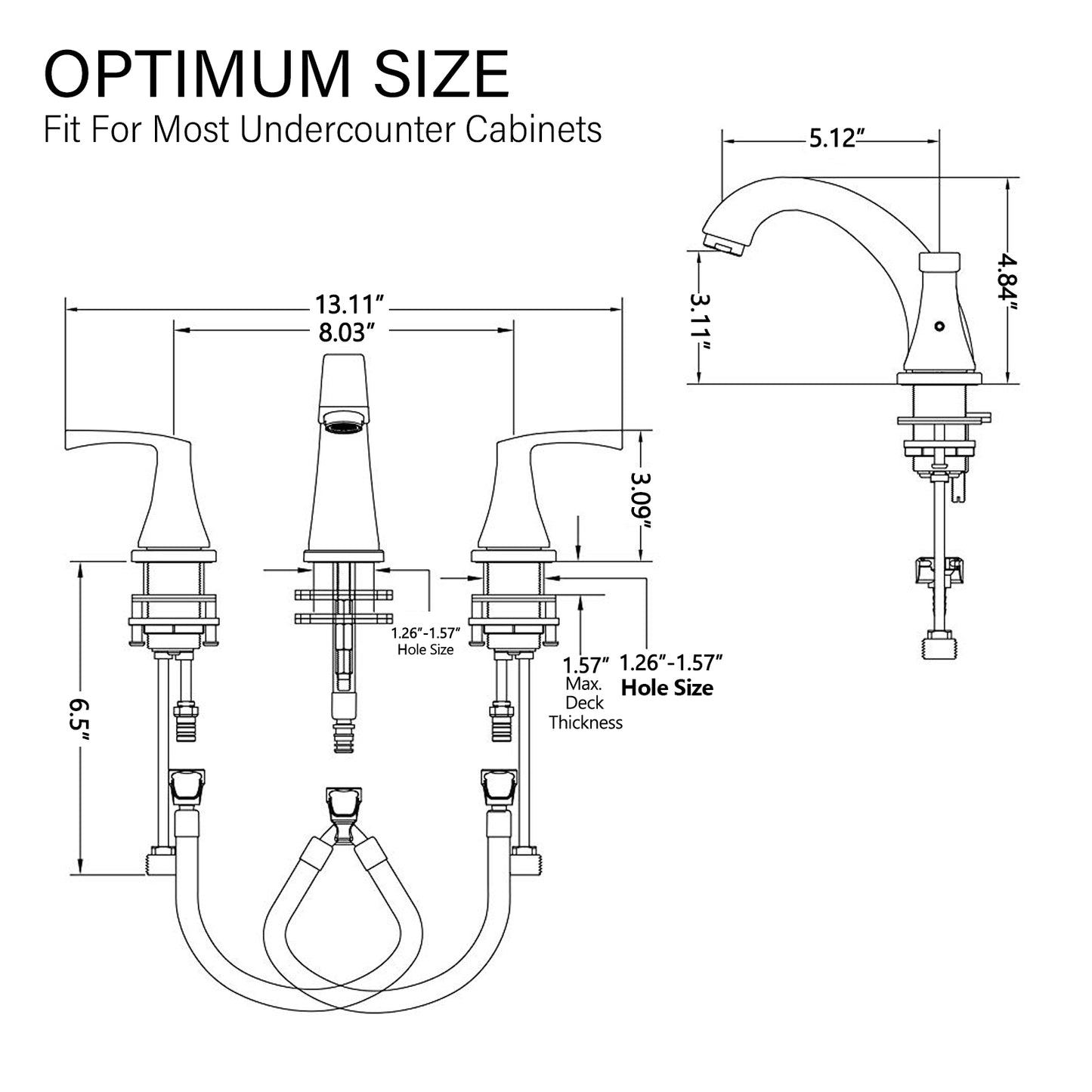 Sleek Matte Black Double Handle Bathroom Faucet with Drain