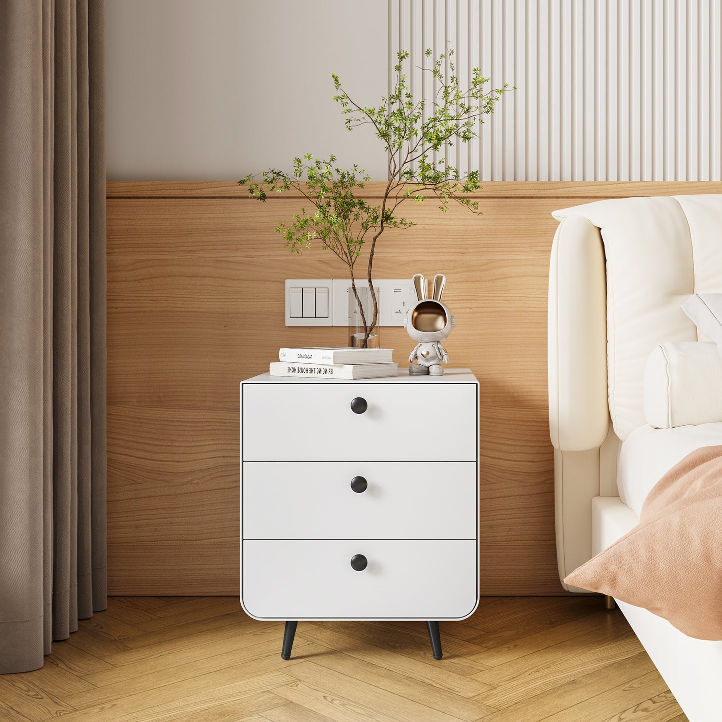 Chic Steel Night Stand with Drawers