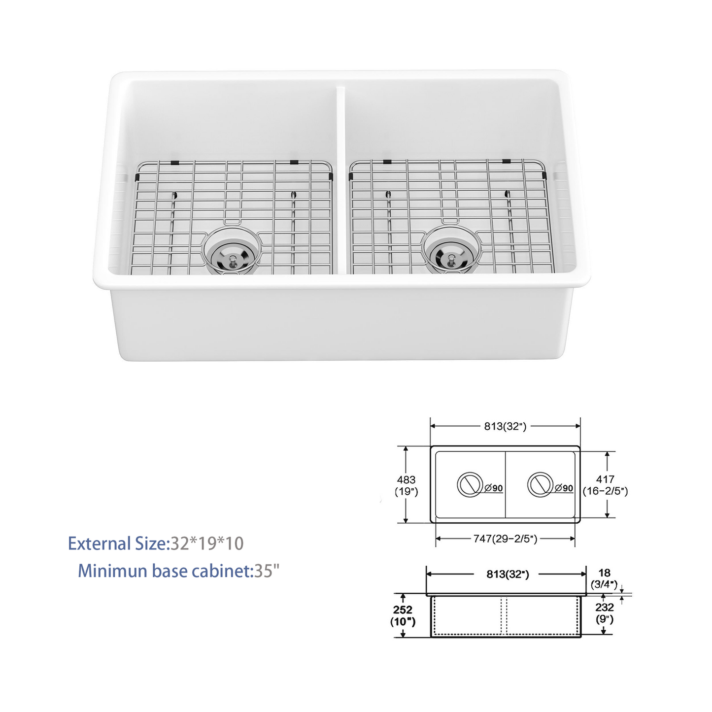 Stylish Double Bowl Ceramic Kitchen Sink