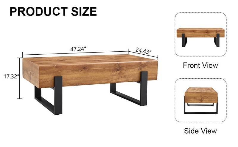 Chic Rustic Coffee Table with Metal Legs