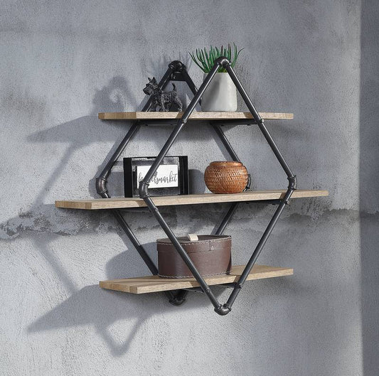 Brantley Oak & Black Wall Rack
