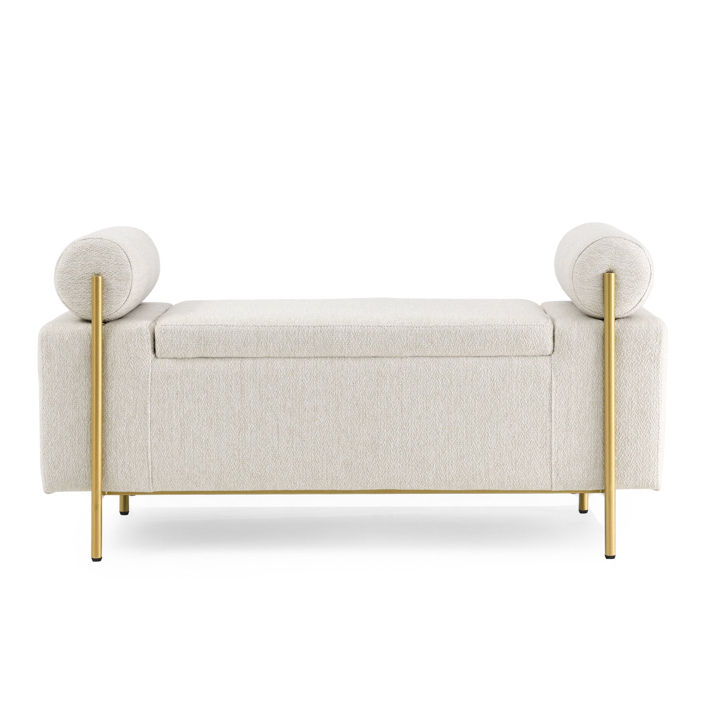 Chic Linen Storage Bench with Stylish Arms and Sturdy Legs