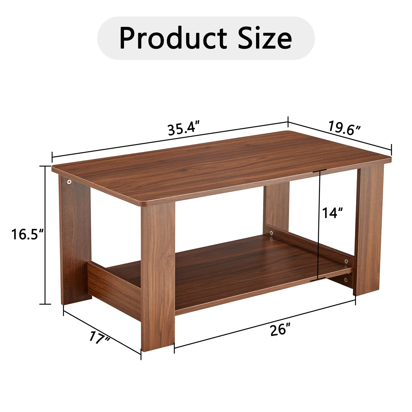 Sleek Walnut Double-Layer Coffee Table