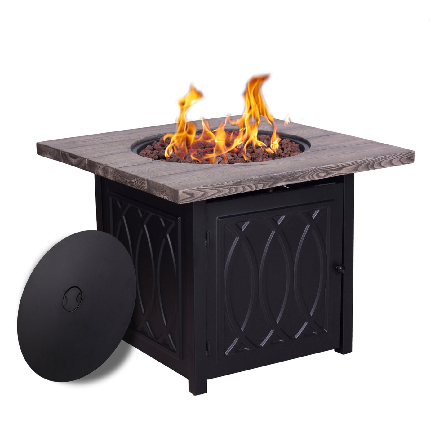 Chic Woodgrain Propane Fire Pit Table