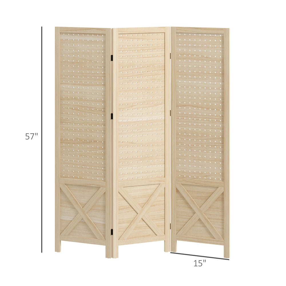 Cozy Space Divider: Stylish 3-Panel Pegboard Screen