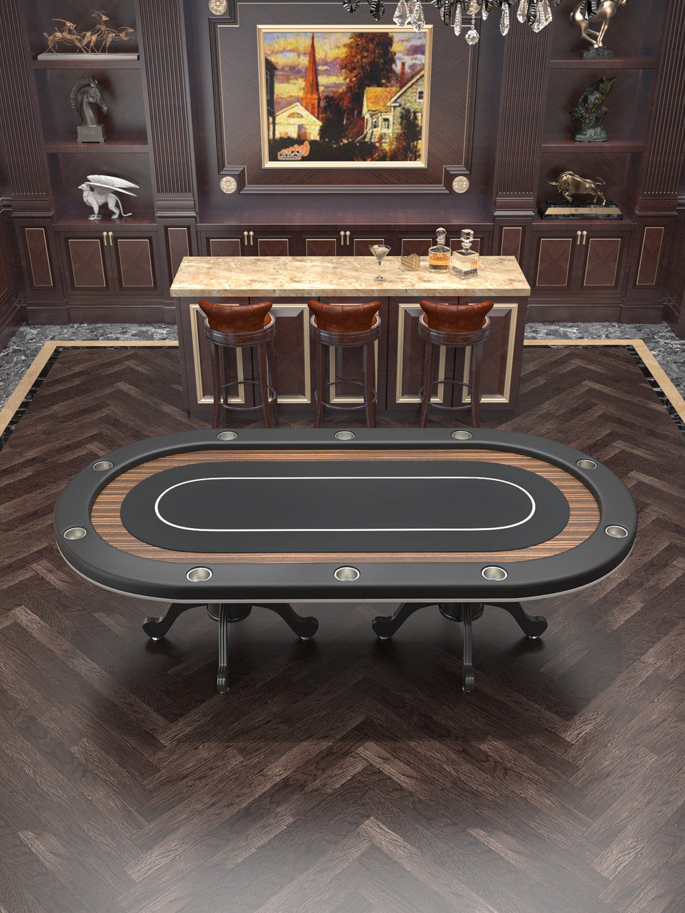 Chic Oval Aura Waterproof Poker Table