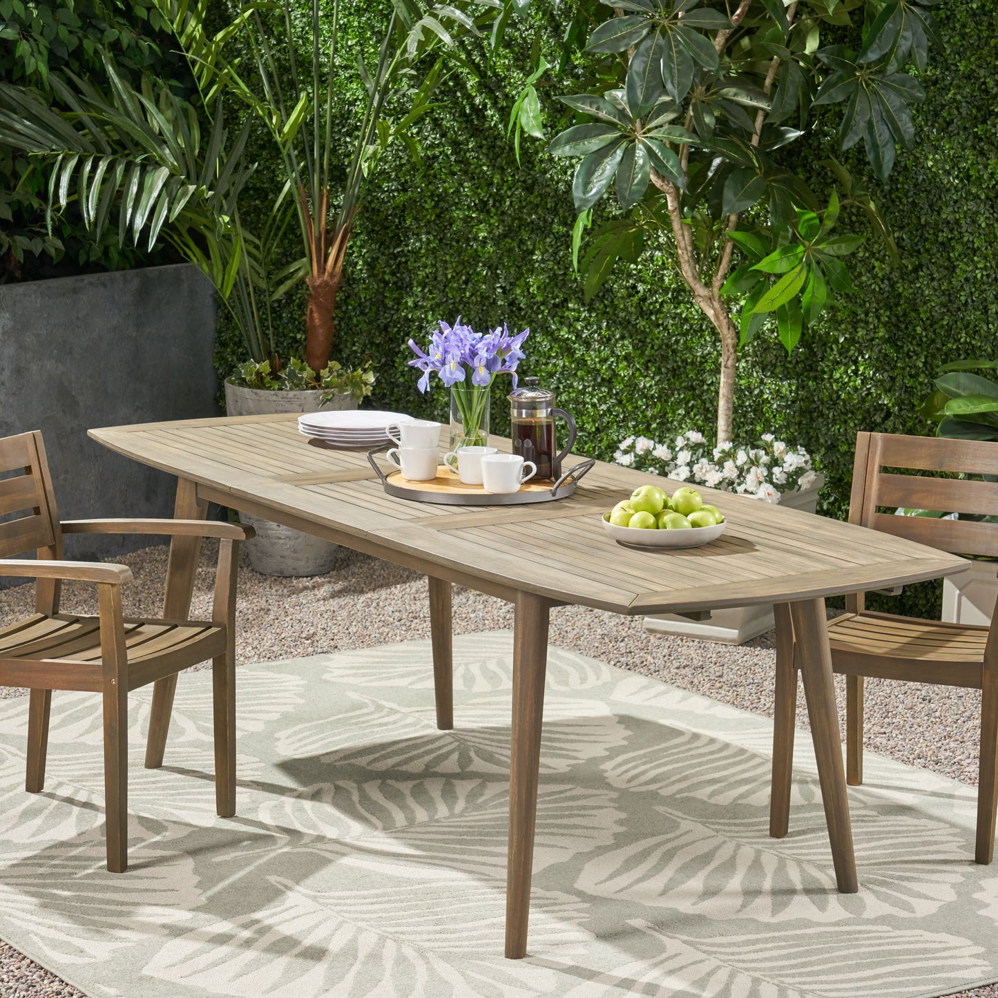 Stylish Gray Expandable Acacia Dining Table