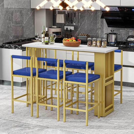 Chic Counter Height Dining Set with Stools and Shelves