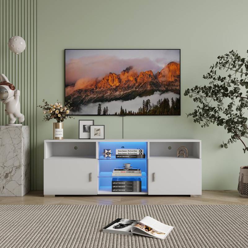 LED Modern TV Stand with Drawer and Media Console