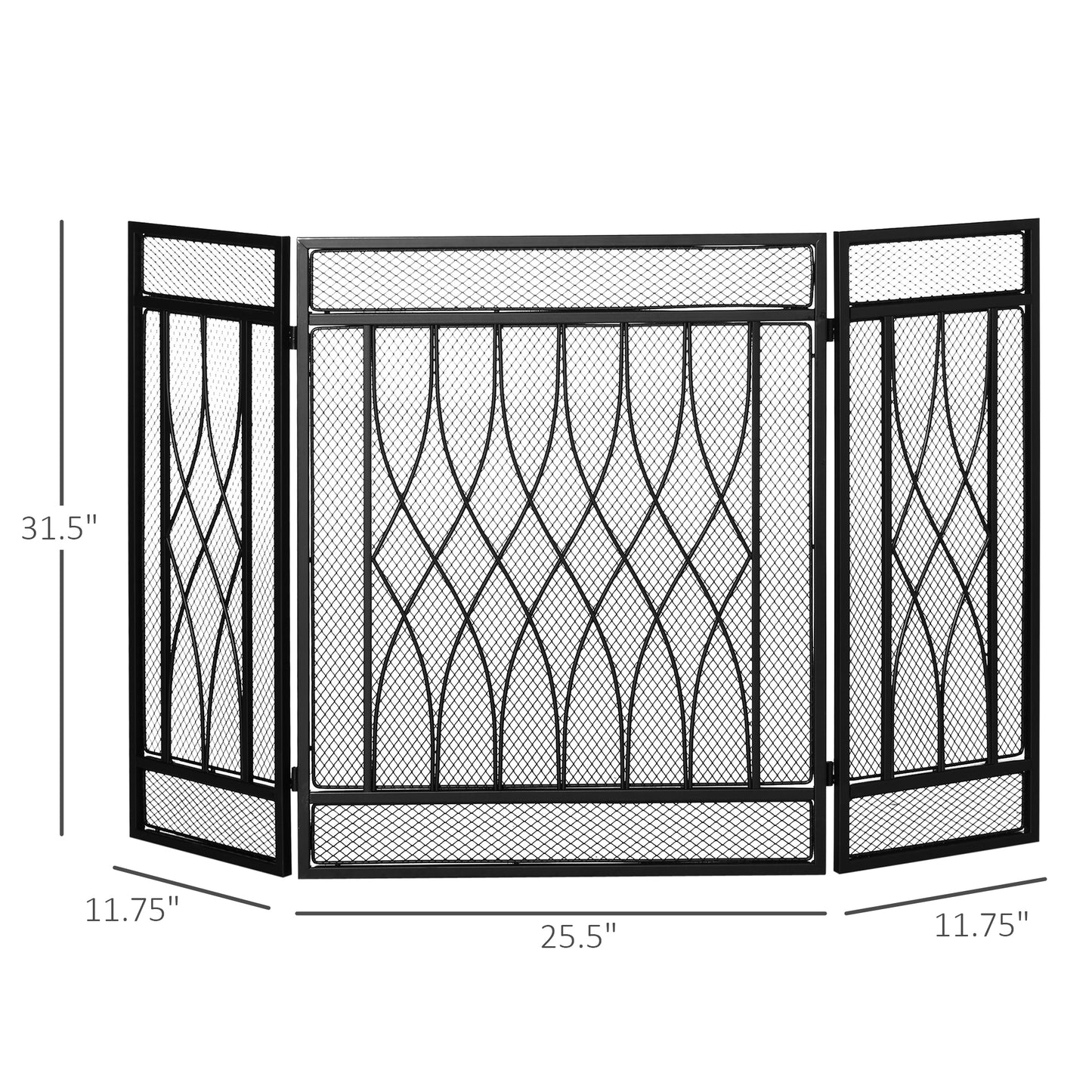 Chic Black Fireplace Screen - Stylish Spark Guard