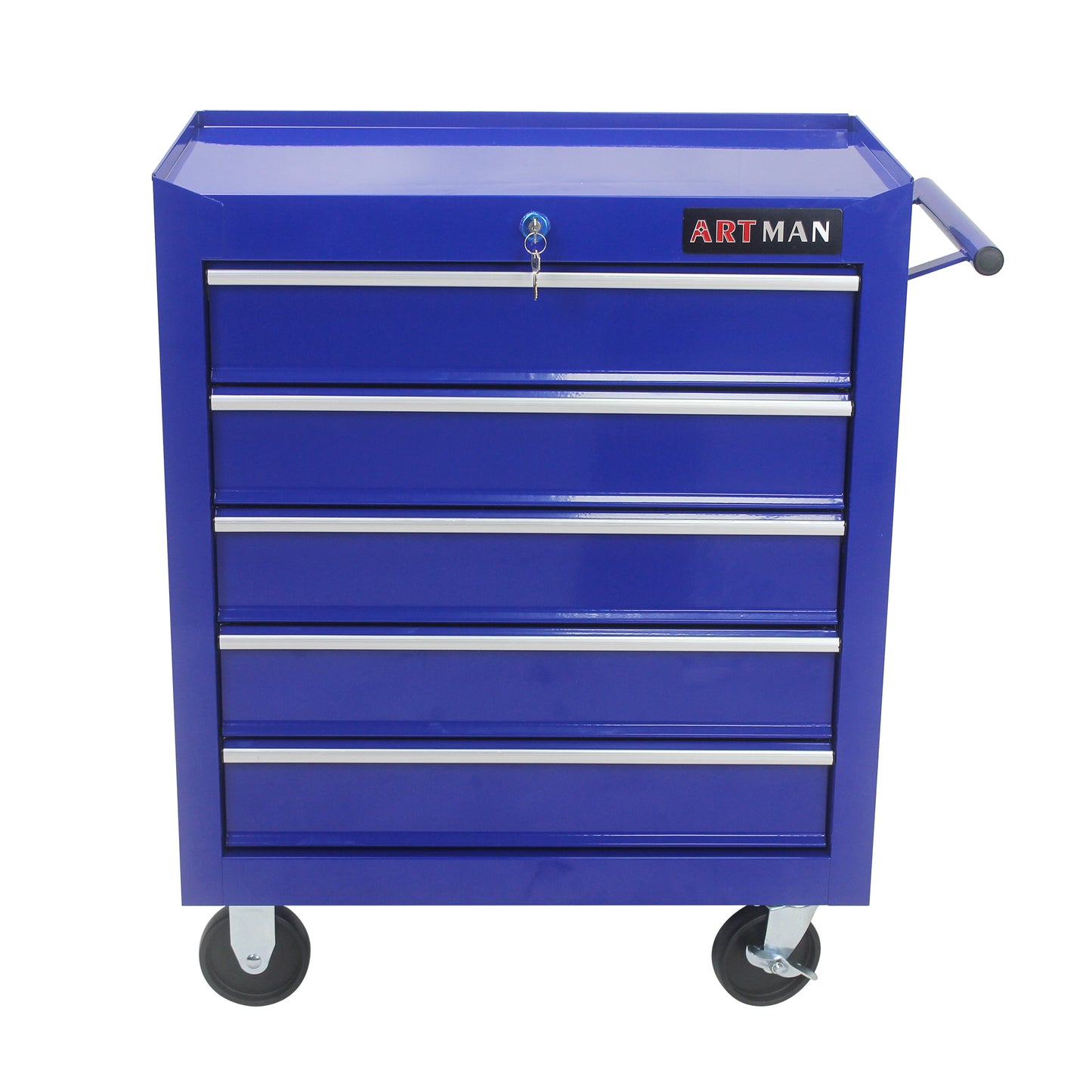 Blue Rolling Tool Cart with 5 Drawers