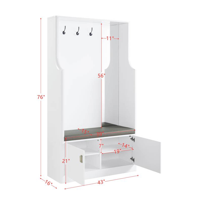 Sleek White Hall Tree by ACME