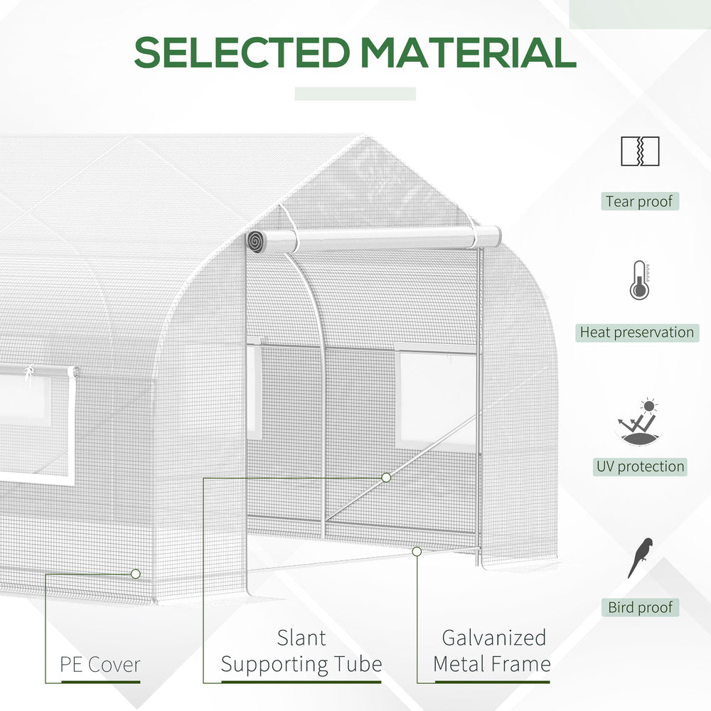 SunnyGro Walk-In Greenhouse - Heavy-Duty Tunnel with Roll-Up Windows