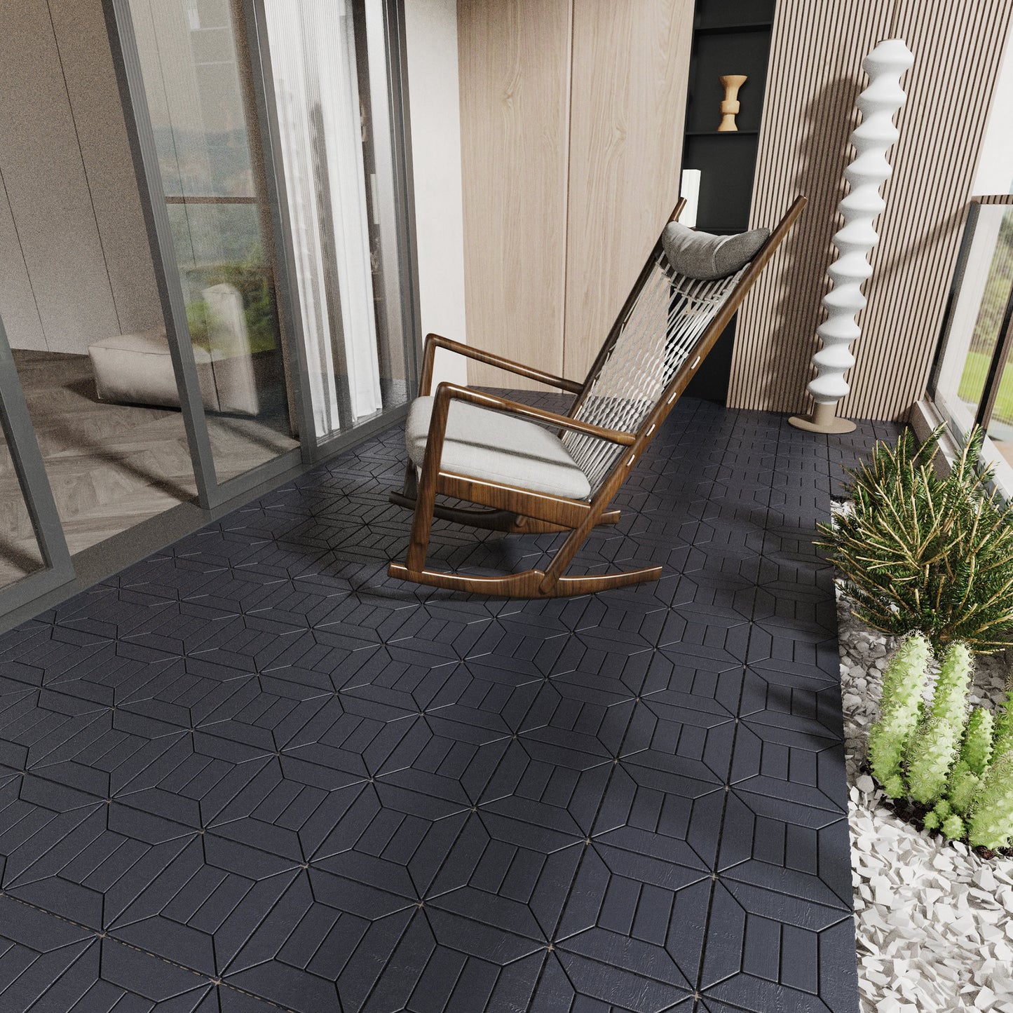 QuickSet Patio Deck Tiles - Dark Gray Interlocking Tiles for Easy Outdoor Makeover