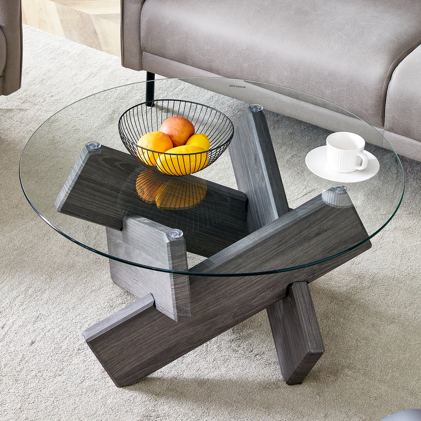 Chic Round Glass Coffee Table