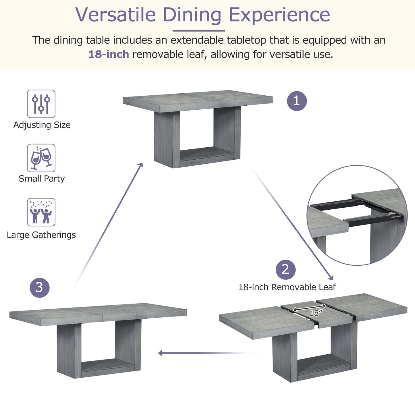 Modern Gray Dining Set with Extendable Table & Cozy Bench