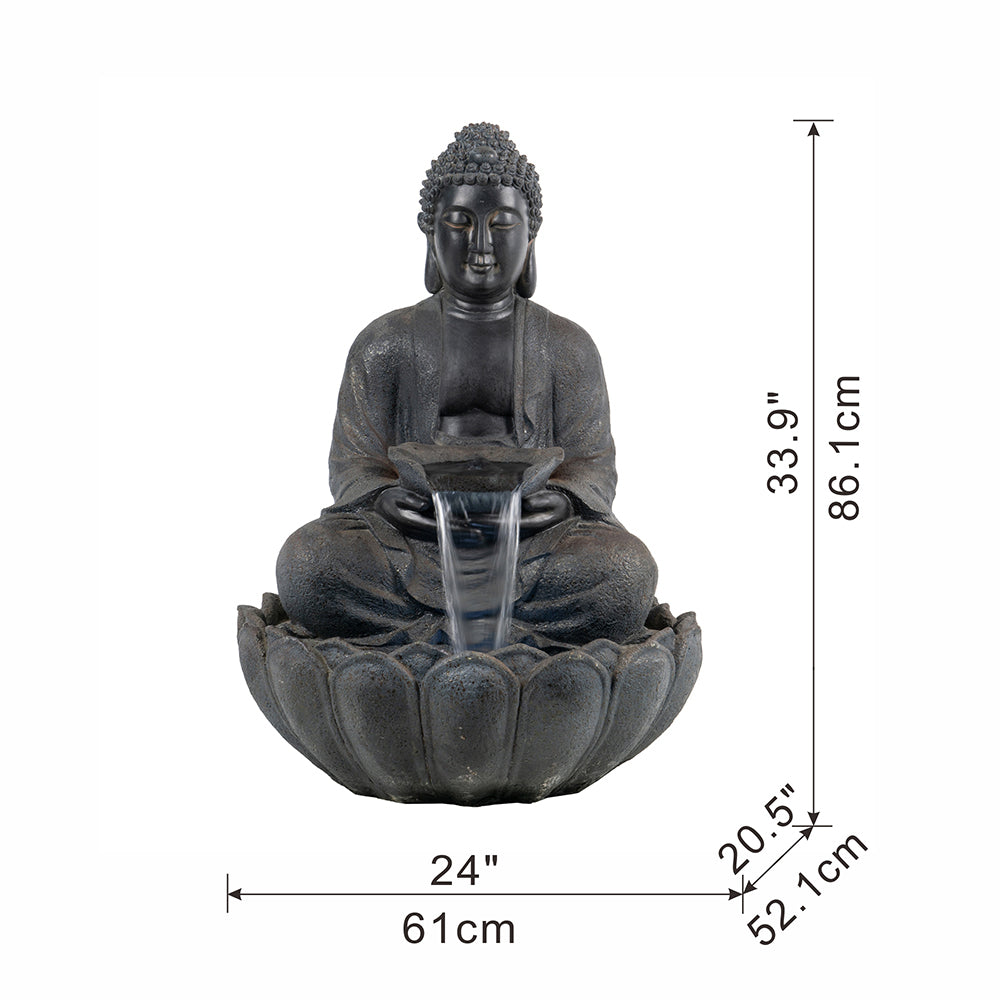 Serene Buddha Water Fountain with Light