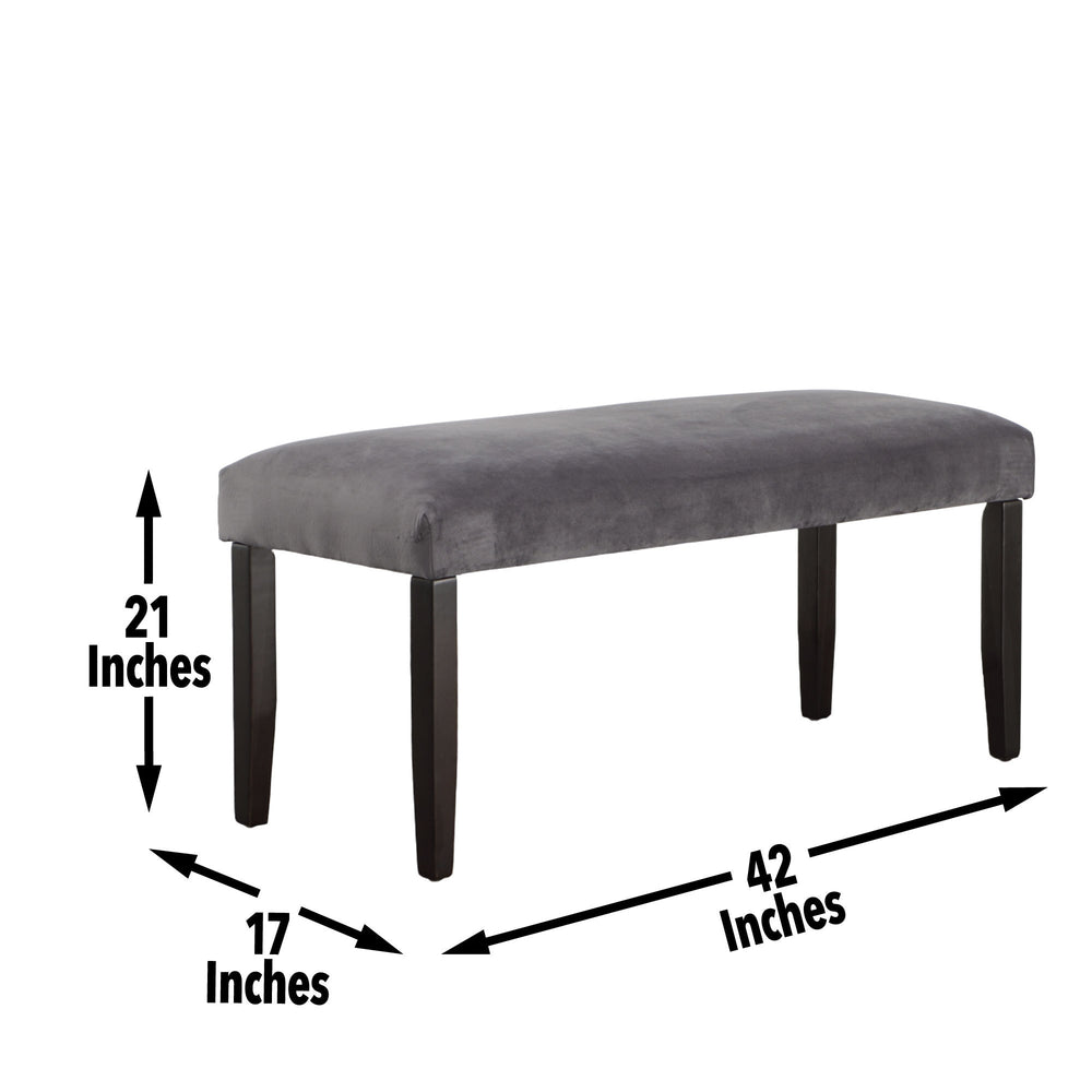 Cozy Gray Velvet Dining Bench