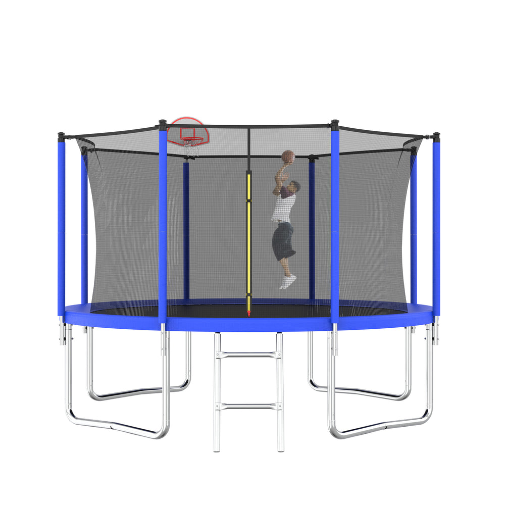 FunJump Trampoline with Basketball Hoop and Safety Net