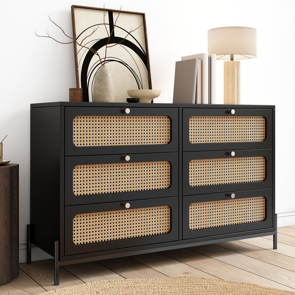 Chic Rattan 6-Drawer Storage Dresser