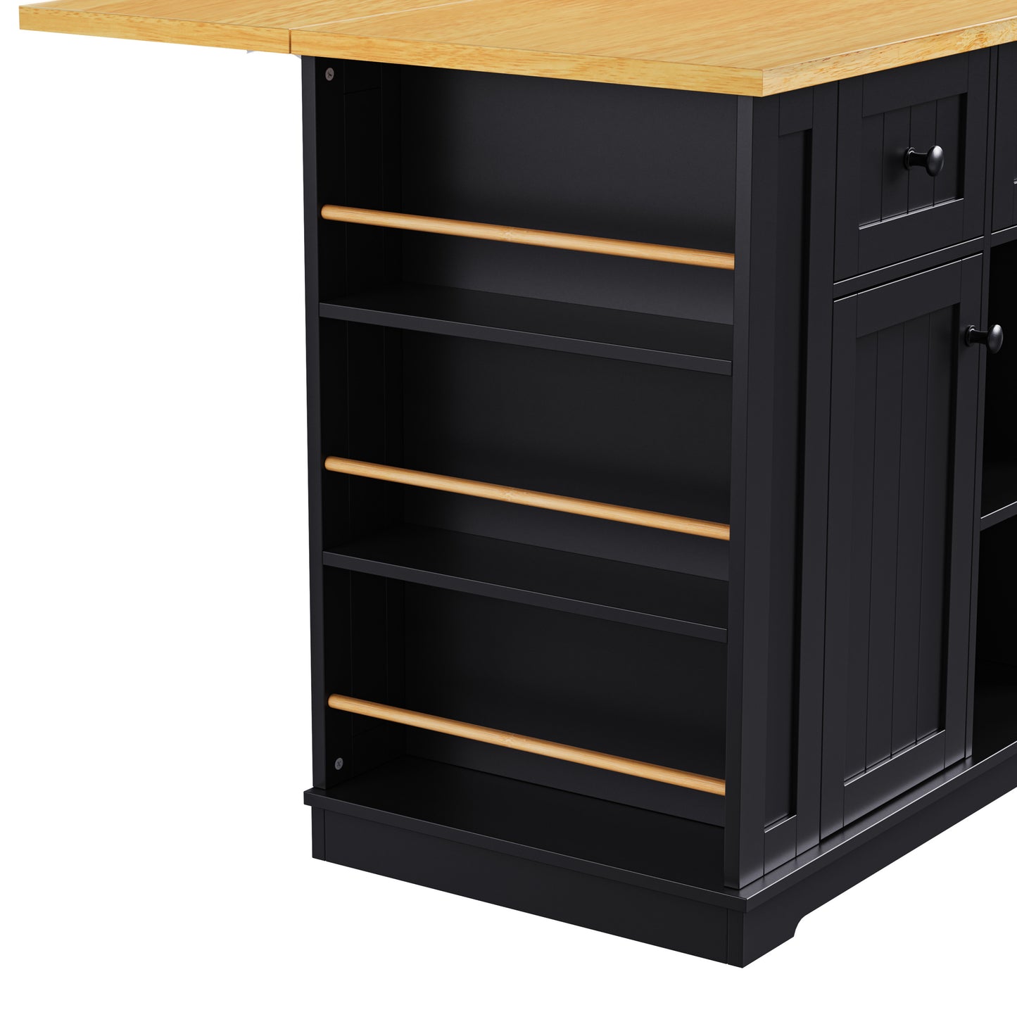 Multi-Functional Rolling Kitchen Island with Drop Leaf & Storage