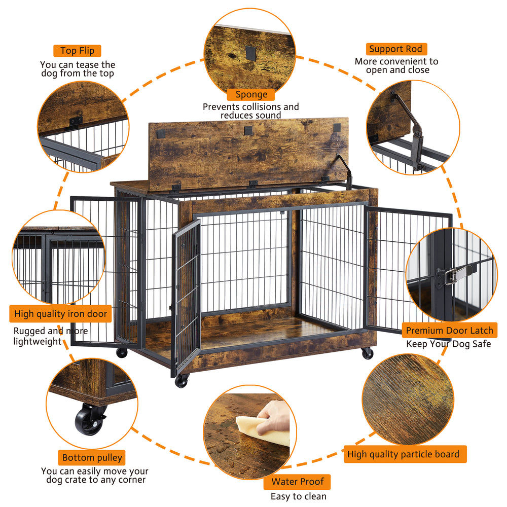 Rustic Double-Door Dog Crate