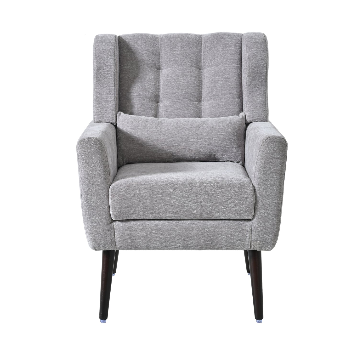 Chic Gray Lounge Chair with Comfort Pillow