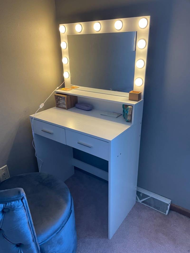 Glam Light-Up Vanity Desk with Storage