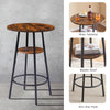 Rustic Round Bar Stool Set with Backrest and Shelves