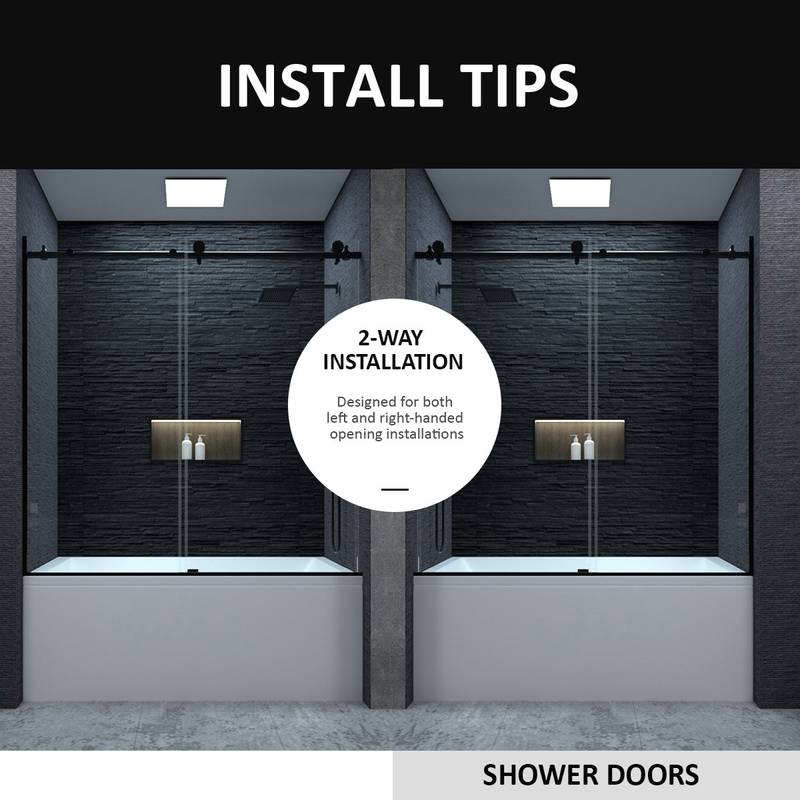 Sleek Matte Black Frameless Sliding Tub Door